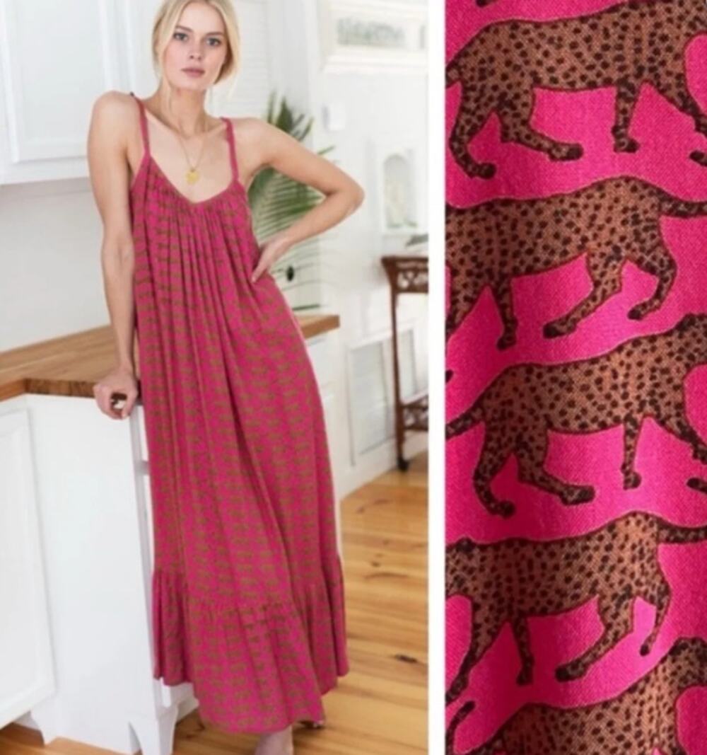 Emerson Fry India Summer Dress in Pink Cheetah Sz. M/L